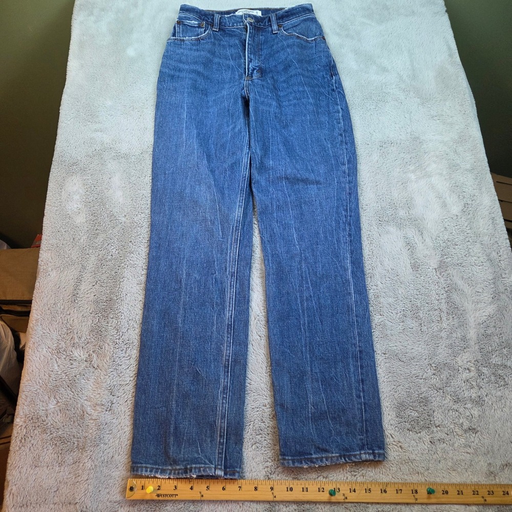 Abercrombie & Fitch 90s Straight Jeans Womens 26/2 High Rise Blue Cotton Blend